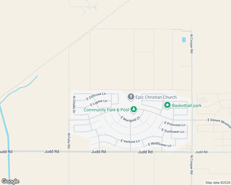 map of restaurants, bars, coffee shops, grocery stores, and more near 10782 East Cliffrose Lane in Florence