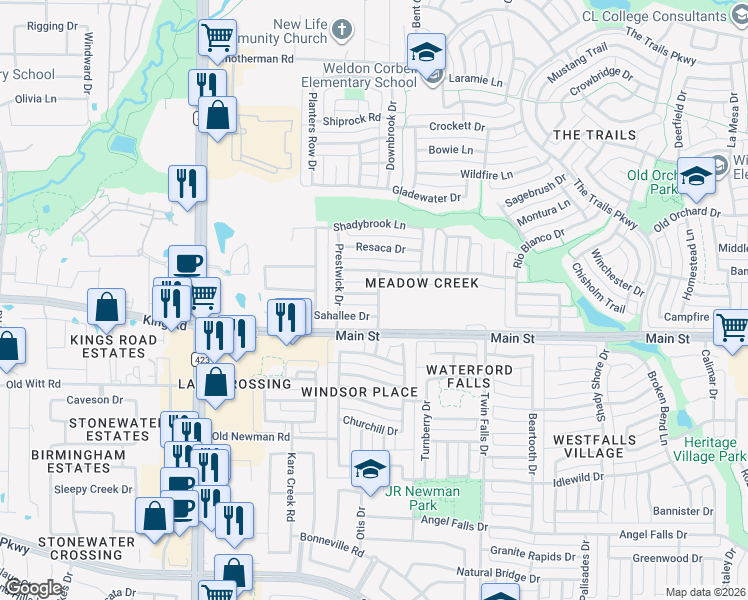 map of restaurants, bars, coffee shops, grocery stores, and more near 1089 Colleton Ln in Frisco