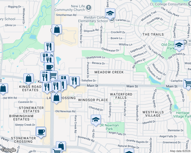 map of restaurants, bars, coffee shops, grocery stores, and more near 1089 Colleton Lane in Frisco