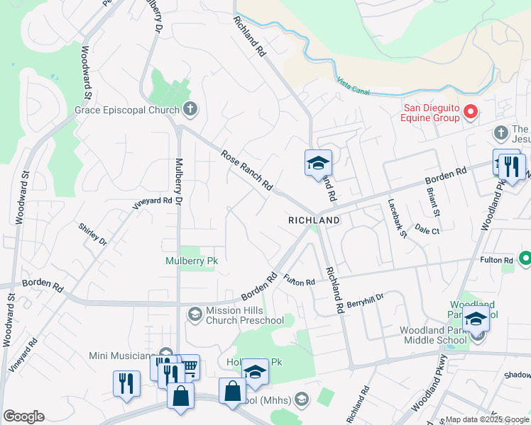 map of restaurants, bars, coffee shops, grocery stores, and more near 750 Banyan Court in San Marcos