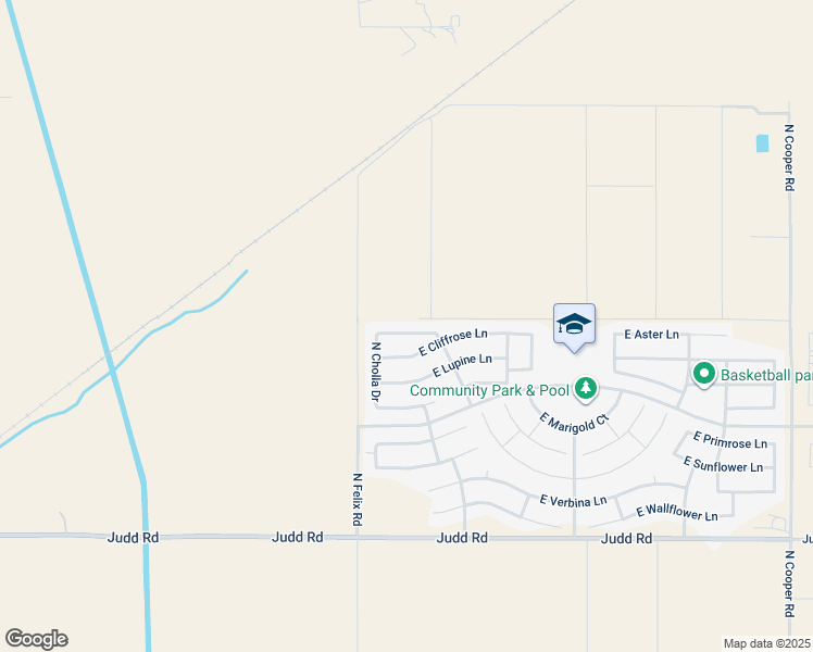 map of restaurants, bars, coffee shops, grocery stores, and more near 10360 East Aster Lane in Florence