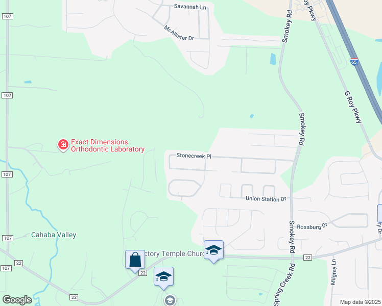 map of restaurants, bars, coffee shops, grocery stores, and more near 264 Stonecreek Place in Calera