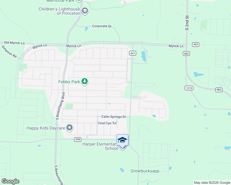map of restaurants, bars, coffee shops, grocery stores, and more near 1503 County Road 447 in Princeton
