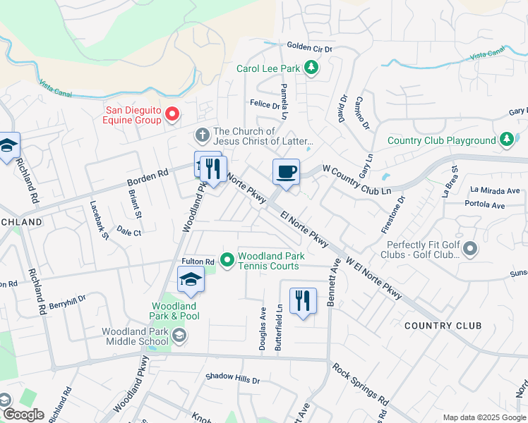 map of restaurants, bars, coffee shops, grocery stores, and more near 1401 El Norte Parkway in San Marcos