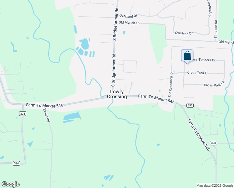 map of restaurants, bars, coffee shops, grocery stores, and more near in Lowry Crossing