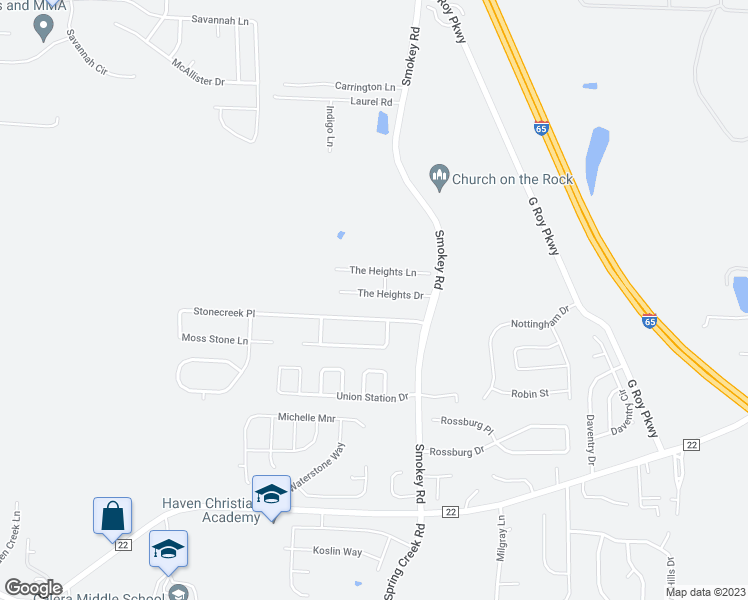map of restaurants, bars, coffee shops, grocery stores, and more near 205 The Heights Drive in Calera