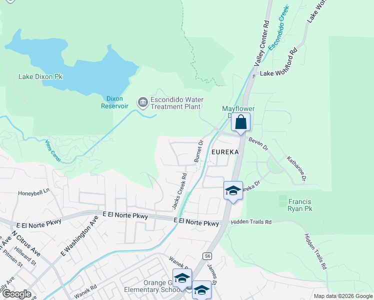 map of restaurants, bars, coffee shops, grocery stores, and more near 2954 Rangpur Court in Escondido