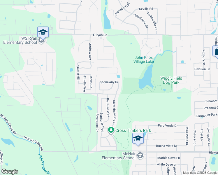 map of restaurants, bars, coffee shops, grocery stores, and more near 920 Circle View Lane in Denton
