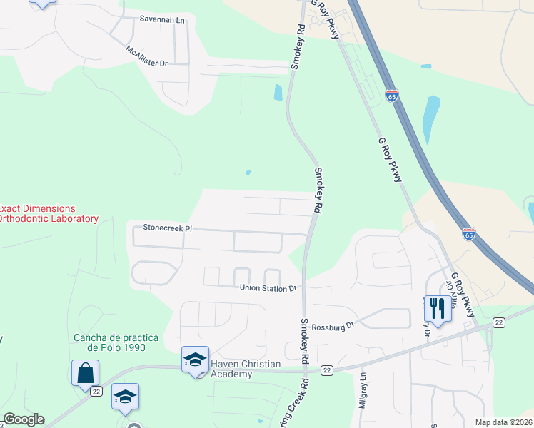map of restaurants, bars, coffee shops, grocery stores, and more near 241 The Heights Drive in Calera