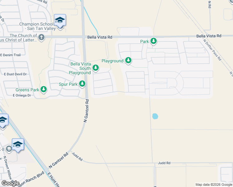 map of restaurants, bars, coffee shops, grocery stores, and more near 2467 East Omega Drive in Queen Creek