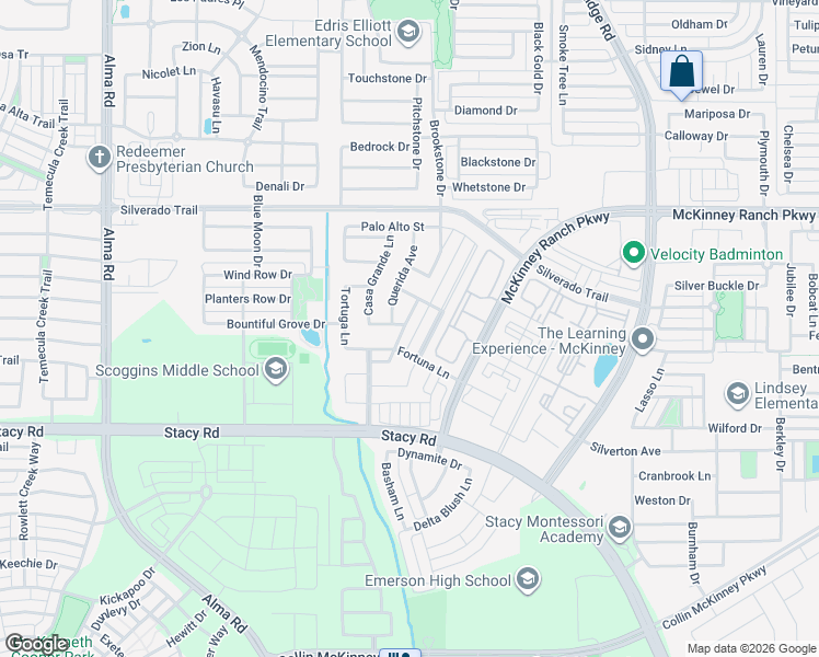 map of restaurants, bars, coffee shops, grocery stores, and more near 4409 Avenida Lane in McKinney