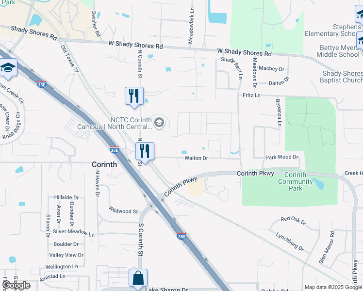 map of restaurants, bars, coffee shops, grocery stores, and more near 3401 Walton Dr in Corinth