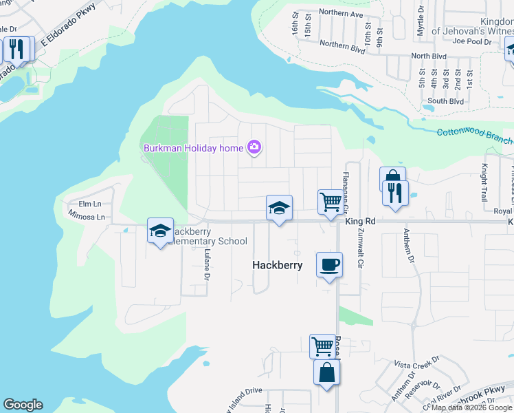 map of restaurants, bars, coffee shops, grocery stores, and more near 15920 Dorrington Drive in Frisco