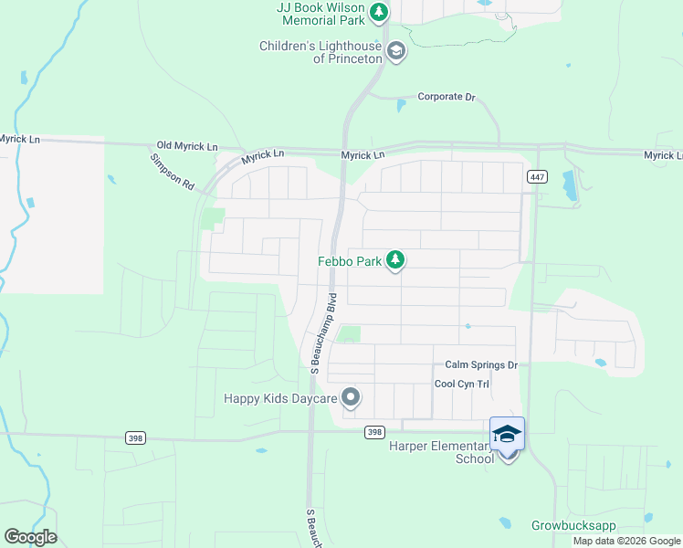 map of restaurants, bars, coffee shops, grocery stores, and more near 6768-7948 Myrick Lane in Princeton