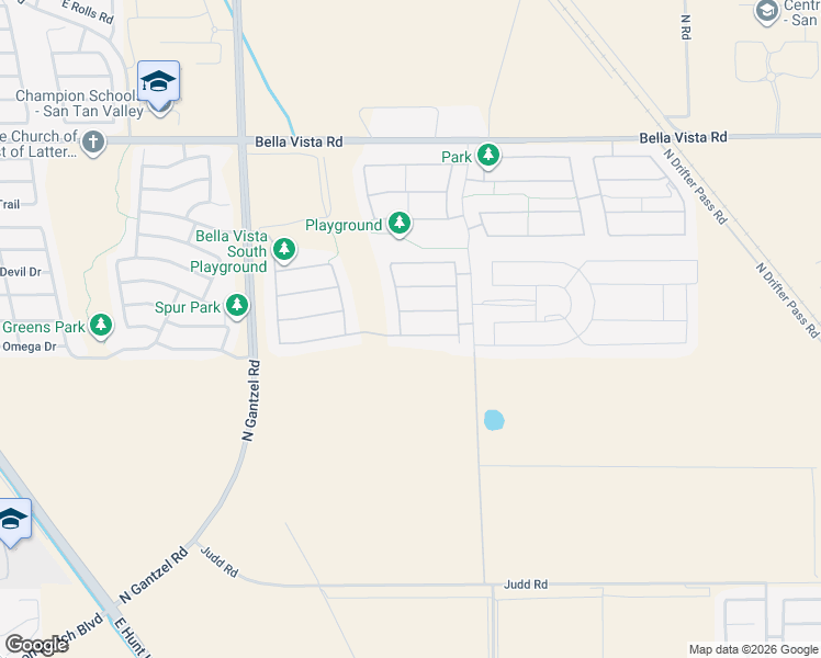 map of restaurants, bars, coffee shops, grocery stores, and more near 2629 East Renegade Trail in San Tan Valley