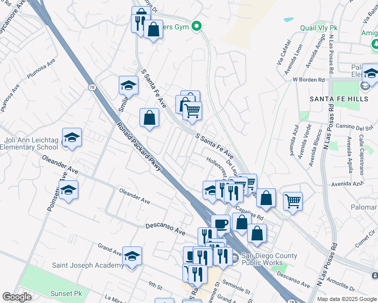 map of restaurants, bars, coffee shops, grocery stores, and more near in San Marcos