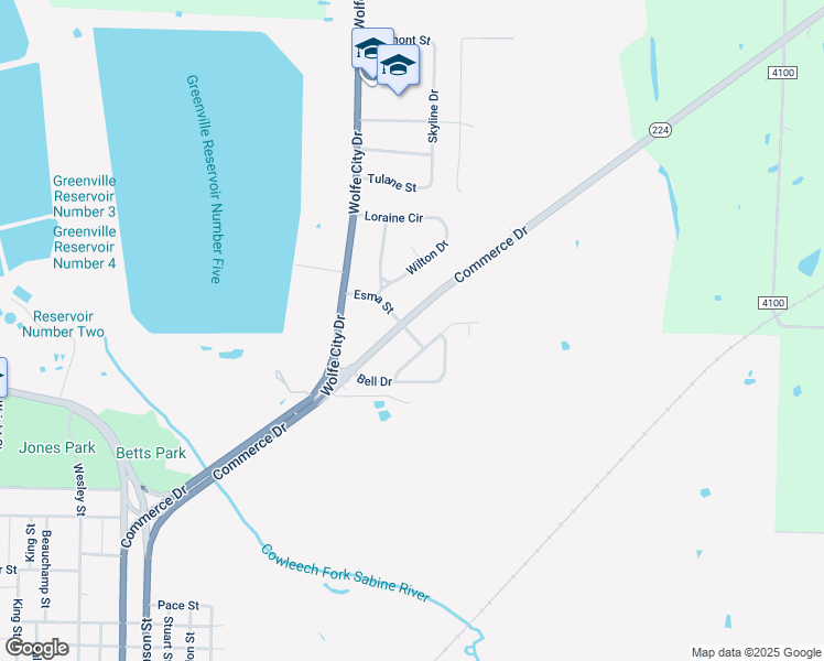 map of restaurants, bars, coffee shops, grocery stores, and more near 1100 Commerce Drive in Greenville