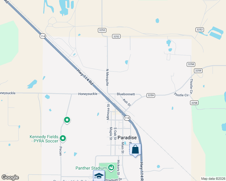 map of restaurants, bars, coffee shops, grocery stores, and more near 108 Bluebonnett in Paradise