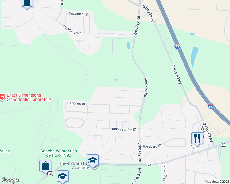 map of restaurants, bars, coffee shops, grocery stores, and more near 699 The Heights Lane in Calera