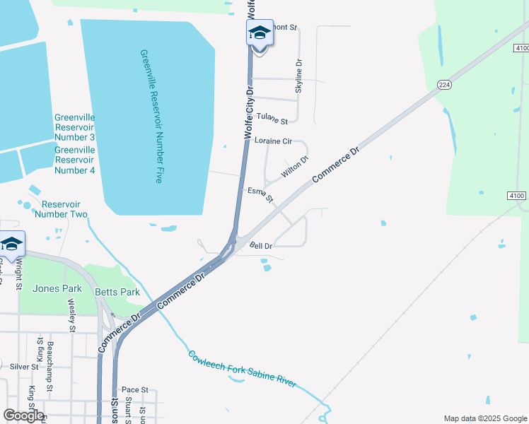 map of restaurants, bars, coffee shops, grocery stores, and more near 1009 Commerce Drive in Greenville