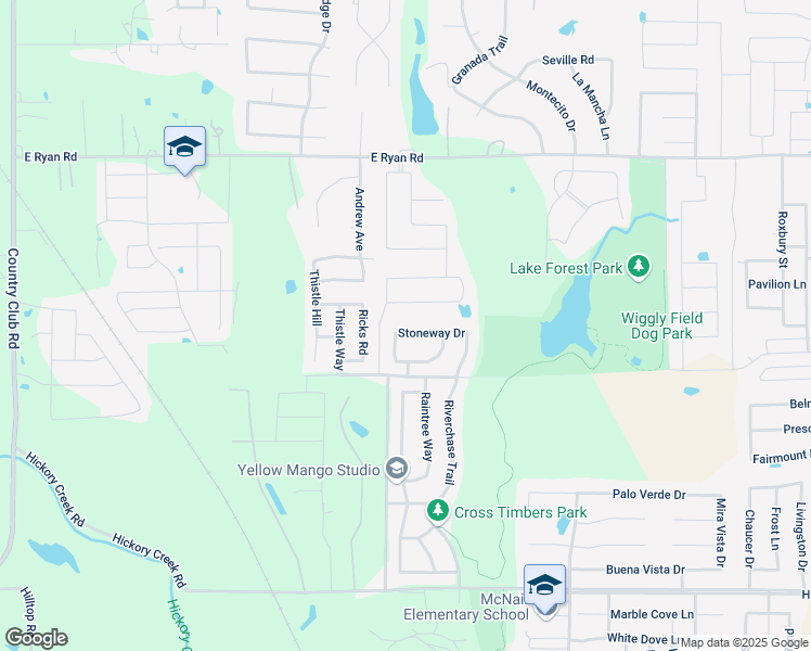 map of restaurants, bars, coffee shops, grocery stores, and more near 813 Stoneway Dr in Denton