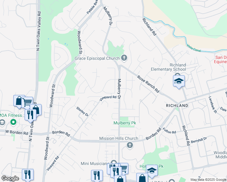 map of restaurants, bars, coffee shops, grocery stores, and more near 830 Viking Lane in San Marcos