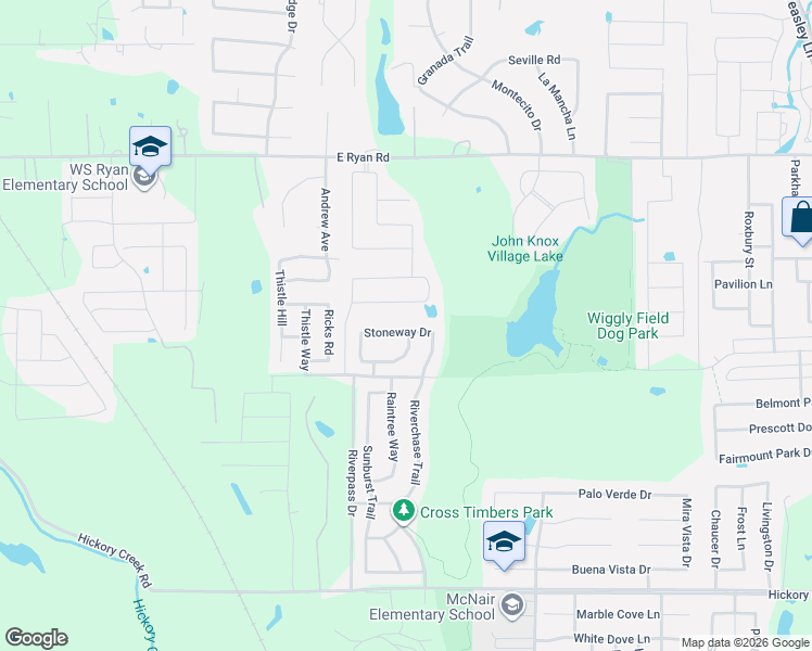 map of restaurants, bars, coffee shops, grocery stores, and more near 925 Stoneway Drive in Denton