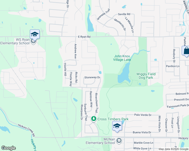 map of restaurants, bars, coffee shops, grocery stores, and more near 925 Stoneway Drive in Denton
