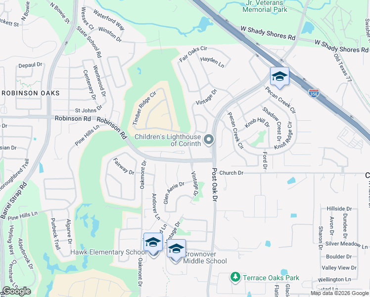map of restaurants, bars, coffee shops, grocery stores, and more near 1725 Villa Court in Corinth