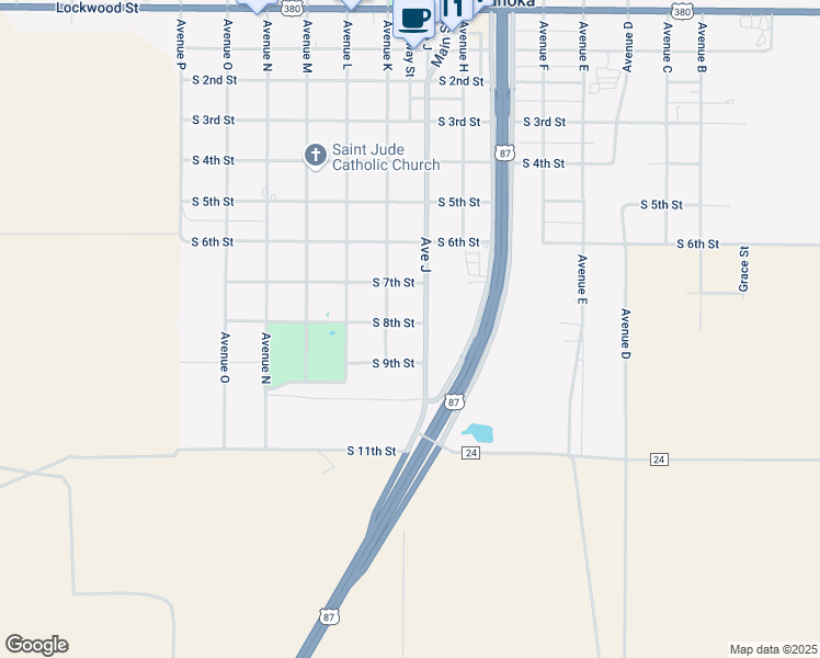 map of restaurants, bars, coffee shops, grocery stores, and more near 1605 South 8th Street in Tahoka