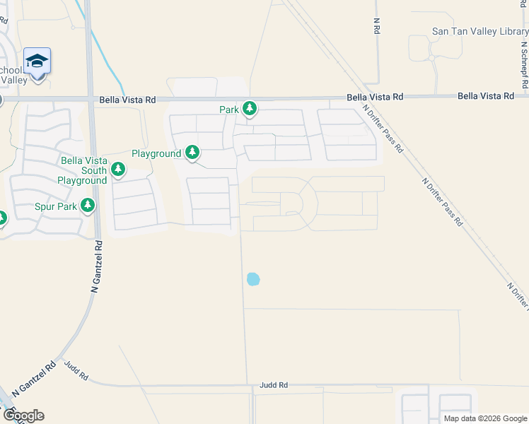 map of restaurants, bars, coffee shops, grocery stores, and more near North Tourmaline Drive in San Tan Valley