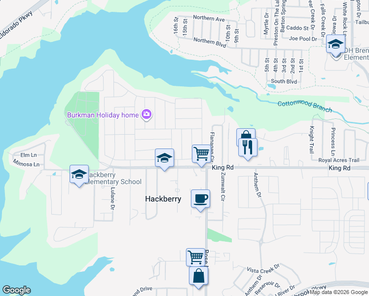 map of restaurants, bars, coffee shops, grocery stores, and more near 4016 Netherfield Road in Frisco
