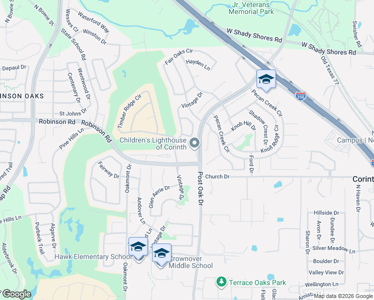 map of restaurants, bars, coffee shops, grocery stores, and more near 1865 Vintage Ct in Corinth