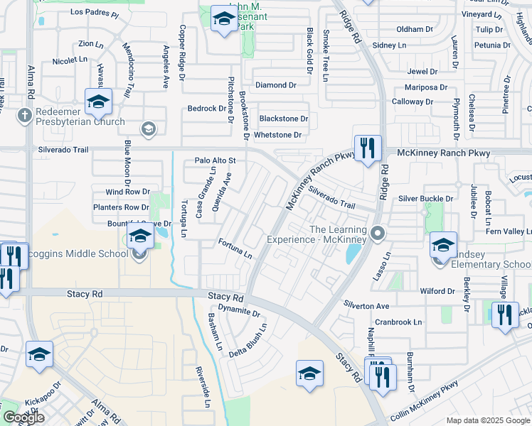 map of restaurants, bars, coffee shops, grocery stores, and more near 6600 McKinney Ranch Parkway in McKinney
