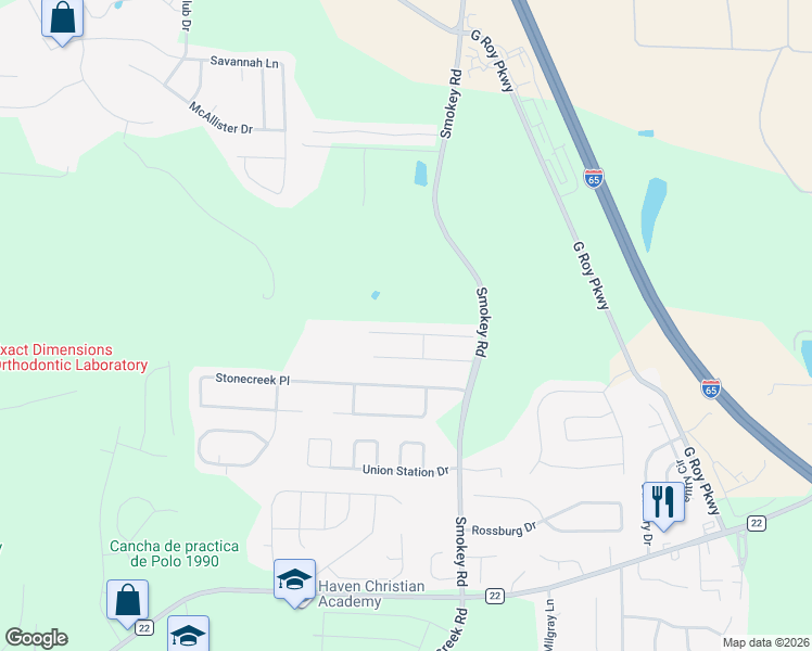 map of restaurants, bars, coffee shops, grocery stores, and more near 632 The Heights Lane in Calera