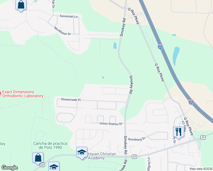 map of restaurants, bars, coffee shops, grocery stores, and more near 656 The Heights Lane in Calera