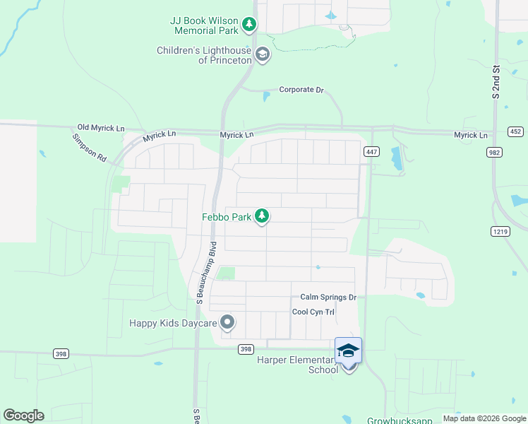 map of restaurants, bars, coffee shops, grocery stores, and more near 6768-7948 Myrick Lane in Princeton