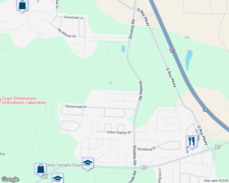 map of restaurants, bars, coffee shops, grocery stores, and more near 664 The Heights Lane in Calera