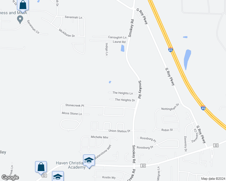map of restaurants, bars, coffee shops, grocery stores, and more near 672 The Heights Lane in Calera