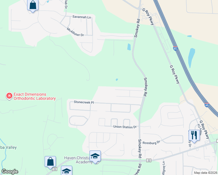 map of restaurants, bars, coffee shops, grocery stores, and more near 699 The Heights Lane in Calera