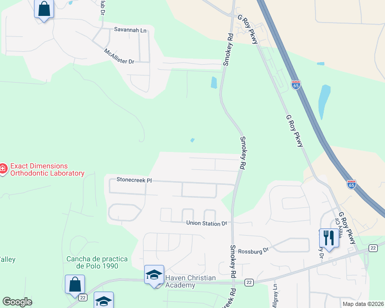map of restaurants, bars, coffee shops, grocery stores, and more near 816 The Heights Lane in Calera