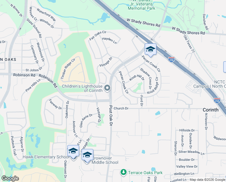 map of restaurants, bars, coffee shops, grocery stores, and more near 1520 Pecan Valley Court in Corinth
