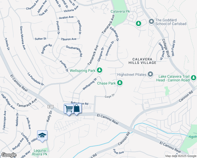 map of restaurants, bars, coffee shops, grocery stores, and more near 2575 Wellspring Street in Carlsbad