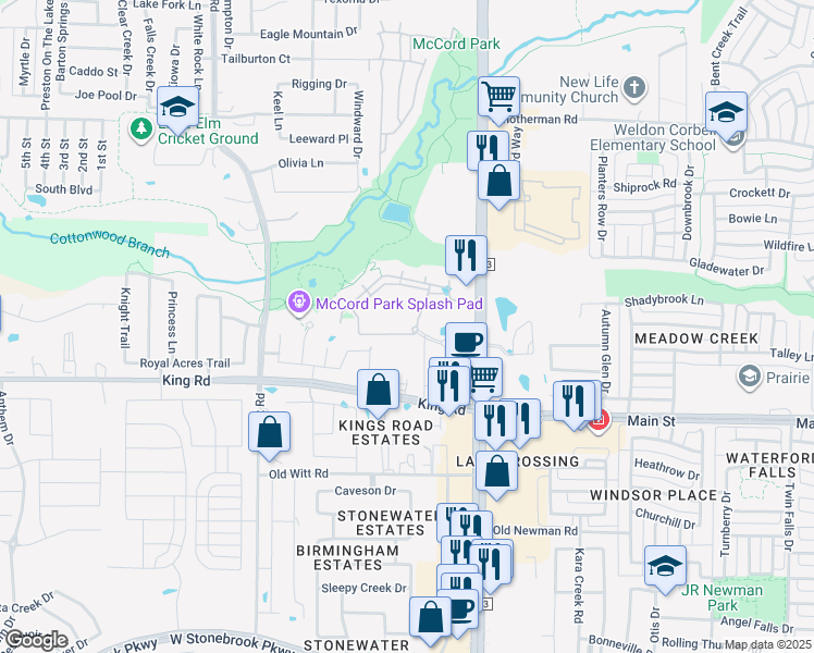 map of restaurants, bars, coffee shops, grocery stores, and more near 1690 Farm to Market Road 423 in Frisco