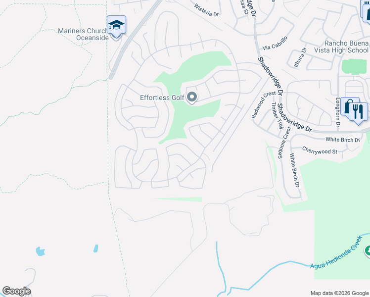 map of restaurants, bars, coffee shops, grocery stores, and more near 4962 Lerkas Way in Oceanside