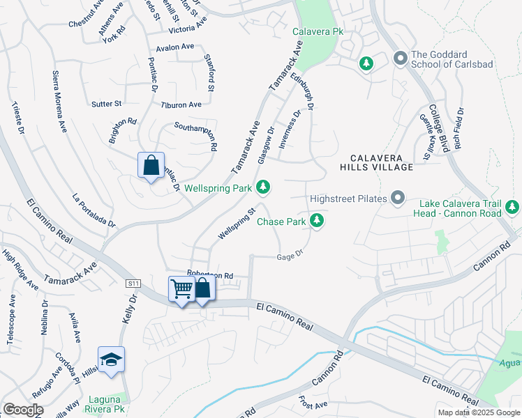 map of restaurants, bars, coffee shops, grocery stores, and more near 2575 Wellspring Street in Carlsbad