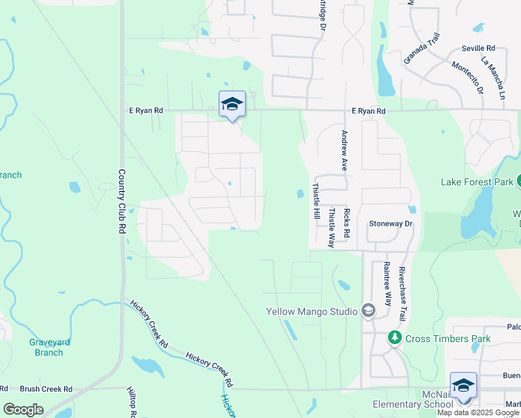 map of restaurants, bars, coffee shops, grocery stores, and more near 4604 Chicory Court in Denton