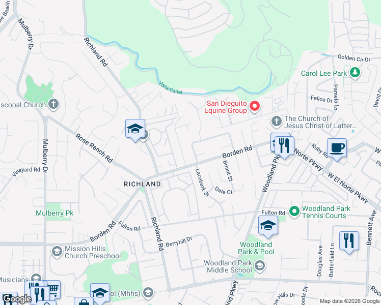map of restaurants, bars, coffee shops, grocery stores, and more near 1031 Cypress Circle in San Marcos