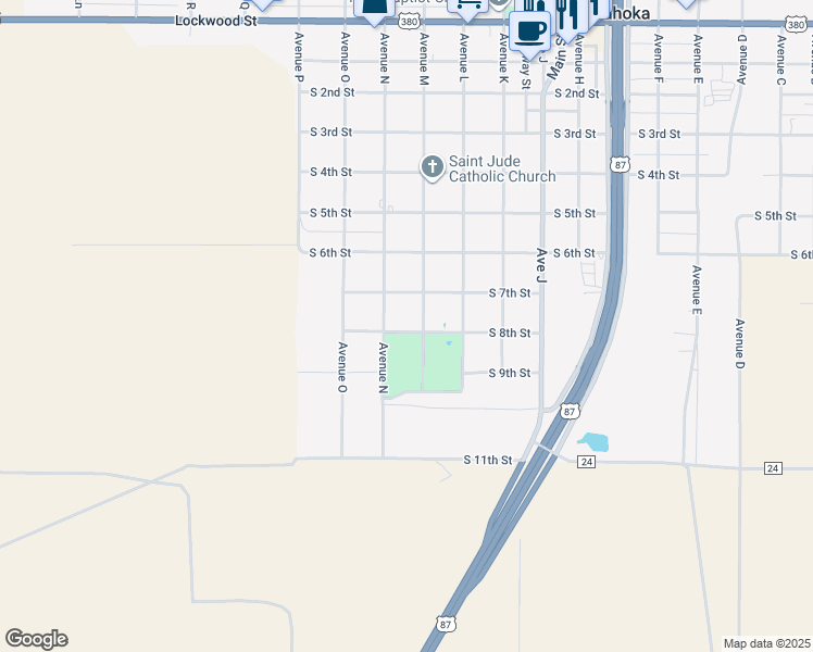 map of restaurants, bars, coffee shops, grocery stores, and more near 1900-1930 S 8th St in Tahoka