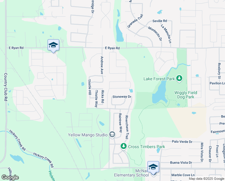 map of restaurants, bars, coffee shops, grocery stores, and more near 813 Stoneway Drive in Denton